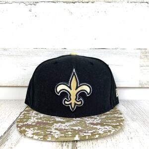 New Era 59Fifty New Orleans Saints Black Camo Fitted NFL Football Hat 7 1/8 NEW